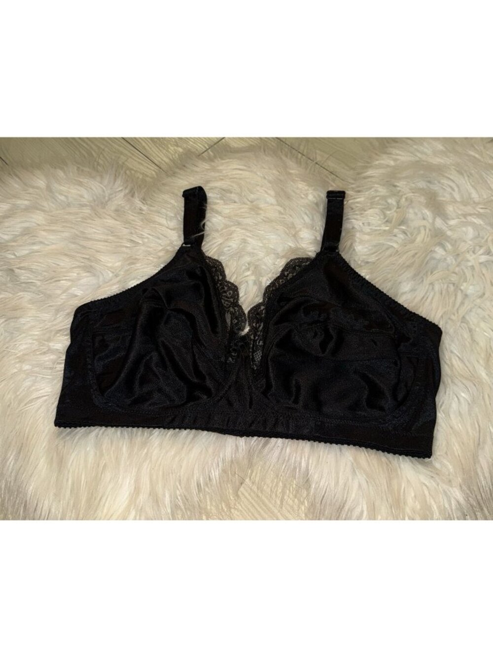 Vintage Gelmart 1109 Satin Lace Unlined Full Coverage Wireless Bra 40D Black